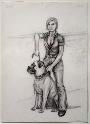 Image of G.B. Jones's drawing Jena von Brucker and Big Ethel