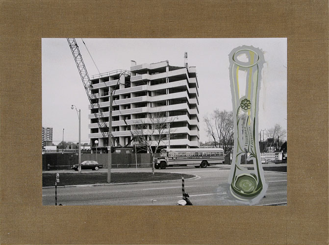 John Armstrong View of the South Elevation of the Seaway Towers Hotel during Various Stages of its 1992 Demolition: Cornflower (2001) Oil on selenium-toned gelatin sliver print on linen Each panel: 61 x 81 cm